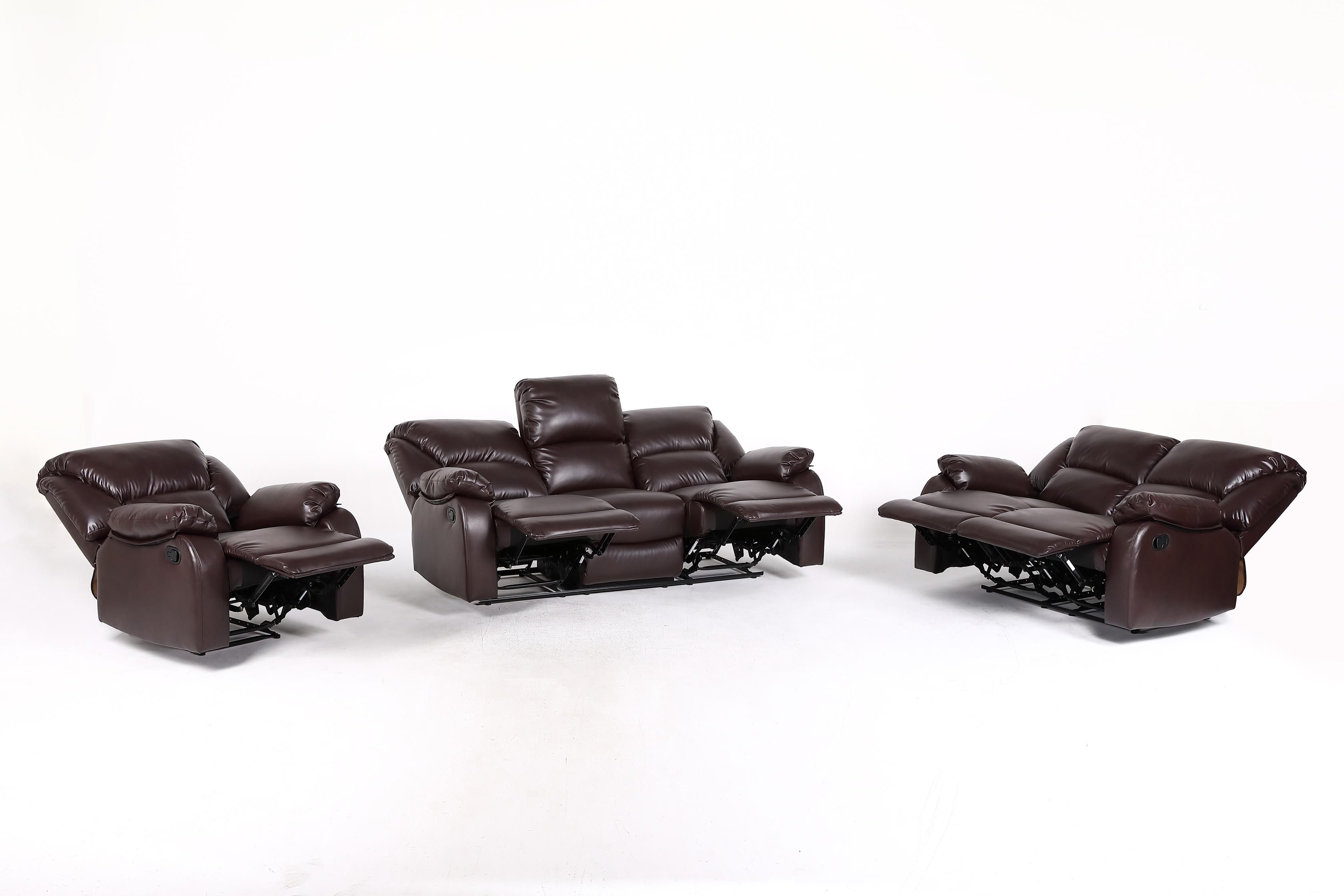 3 Seater LEXUS Recliner Sofa - GEL Leather Brown (8353